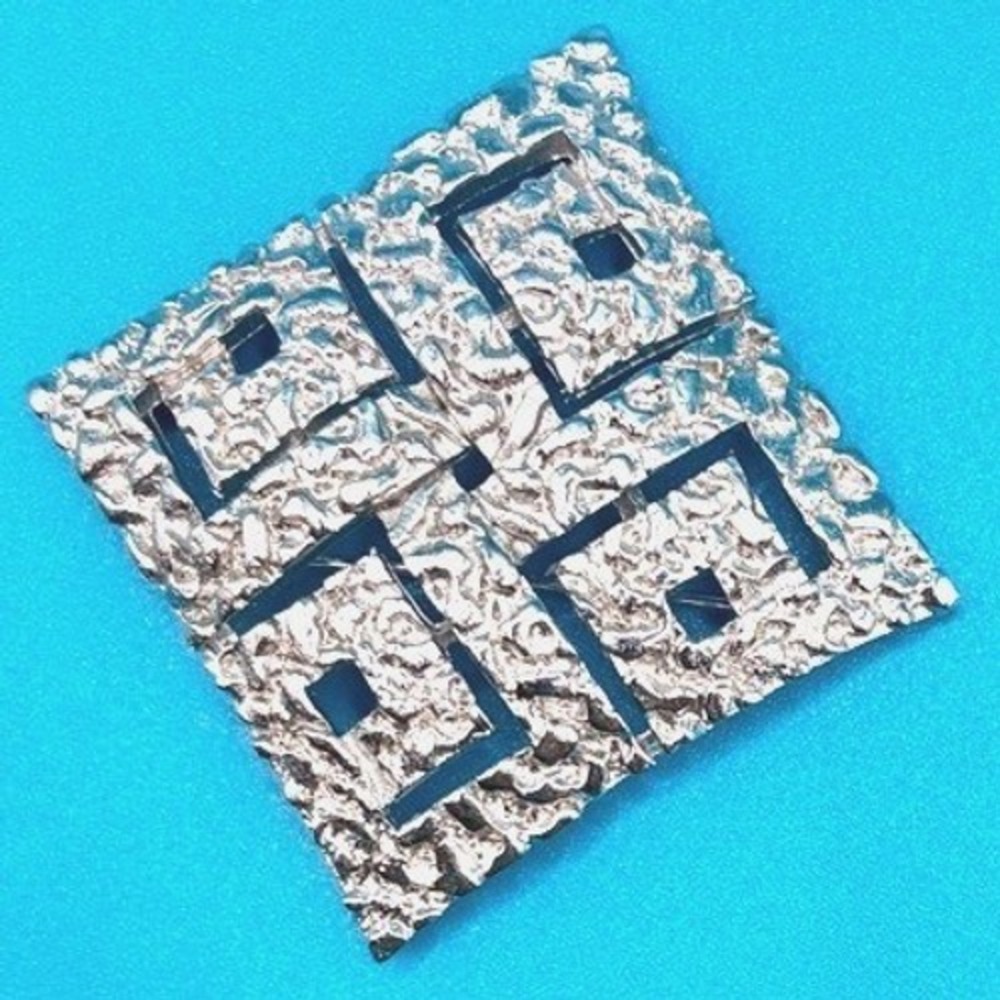 Vintage Trifari Geometric Brooch Nugget Textured Arched Open Design SilverTone